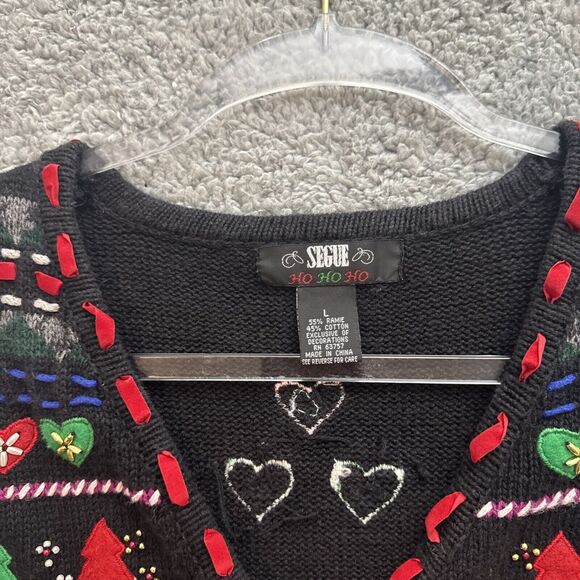 Vintage Segue Sweater Vest Womens Large Ugly Christmas 3D All Over Art To Wear - Picture 6 of 14